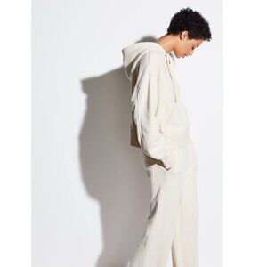 Vince Hoodie Beige Ribbon Tie Back Cotton Luxury Cozy Casual Sweatshirt Small